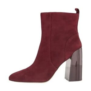 New Vince Camuto Women’s Enverna Suede Leather Burgundy Heeled Ankle Booties